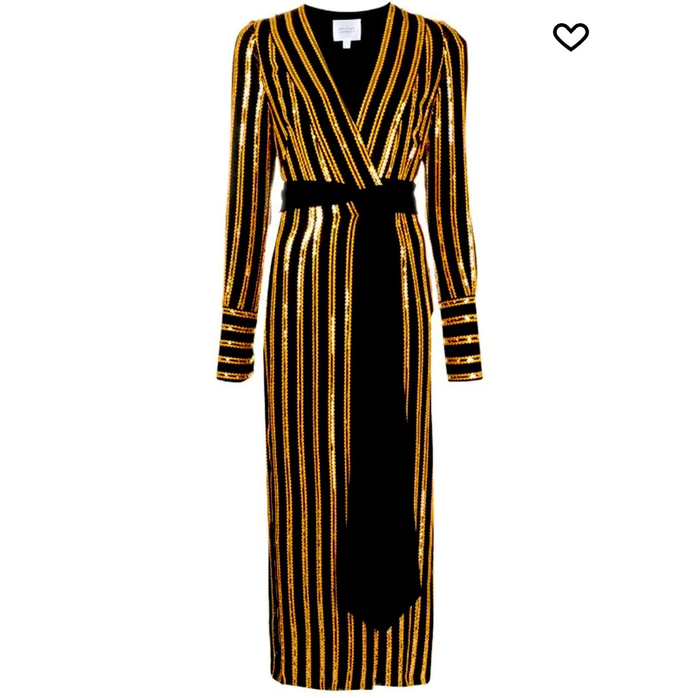 GALVAN two tone Sequin midi long sleeve dress